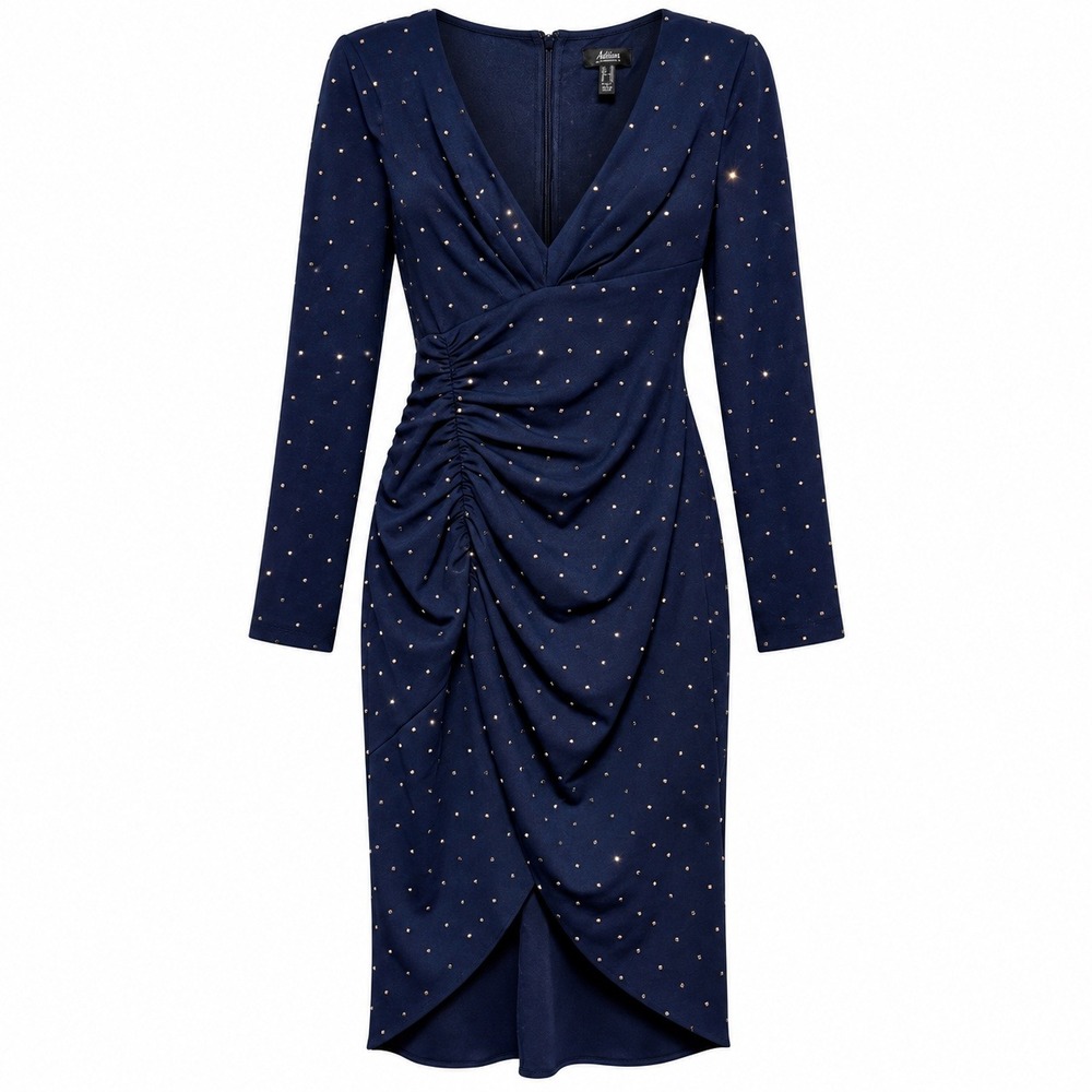 Aidan Mattox Celestial Glam Ruched Sheath Dress Women 10 Night Sky Starry Night